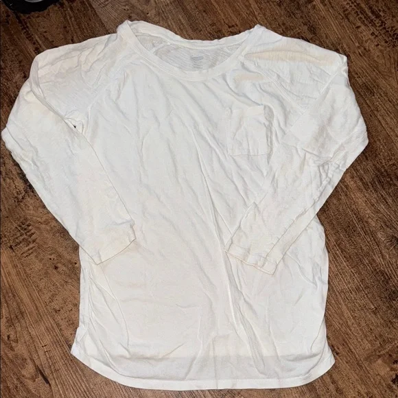 White Long Sleeve Women's Top Maternity shirt medium - Picture 2 of 3